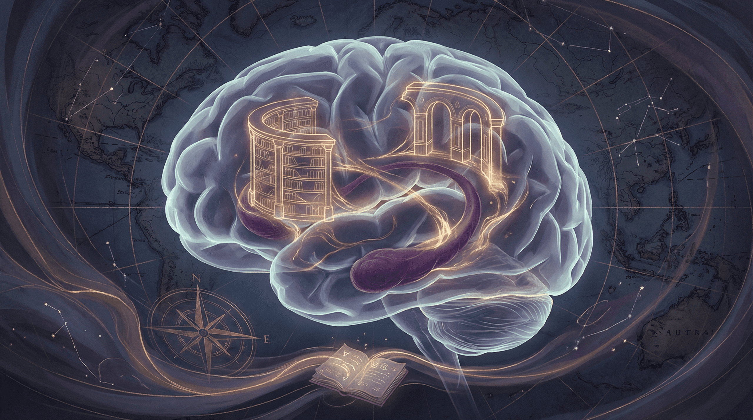 Brain scan showing active hippocampus regions during memory palace creation