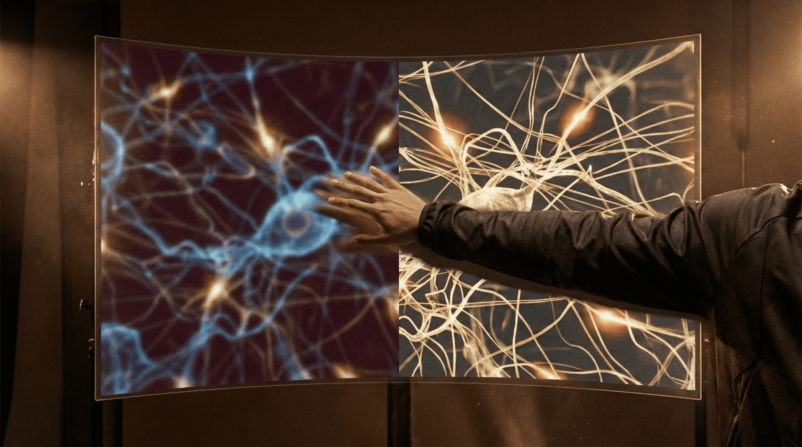 Brain scan comparison showing before and after neural connectivity patterns from memory training study