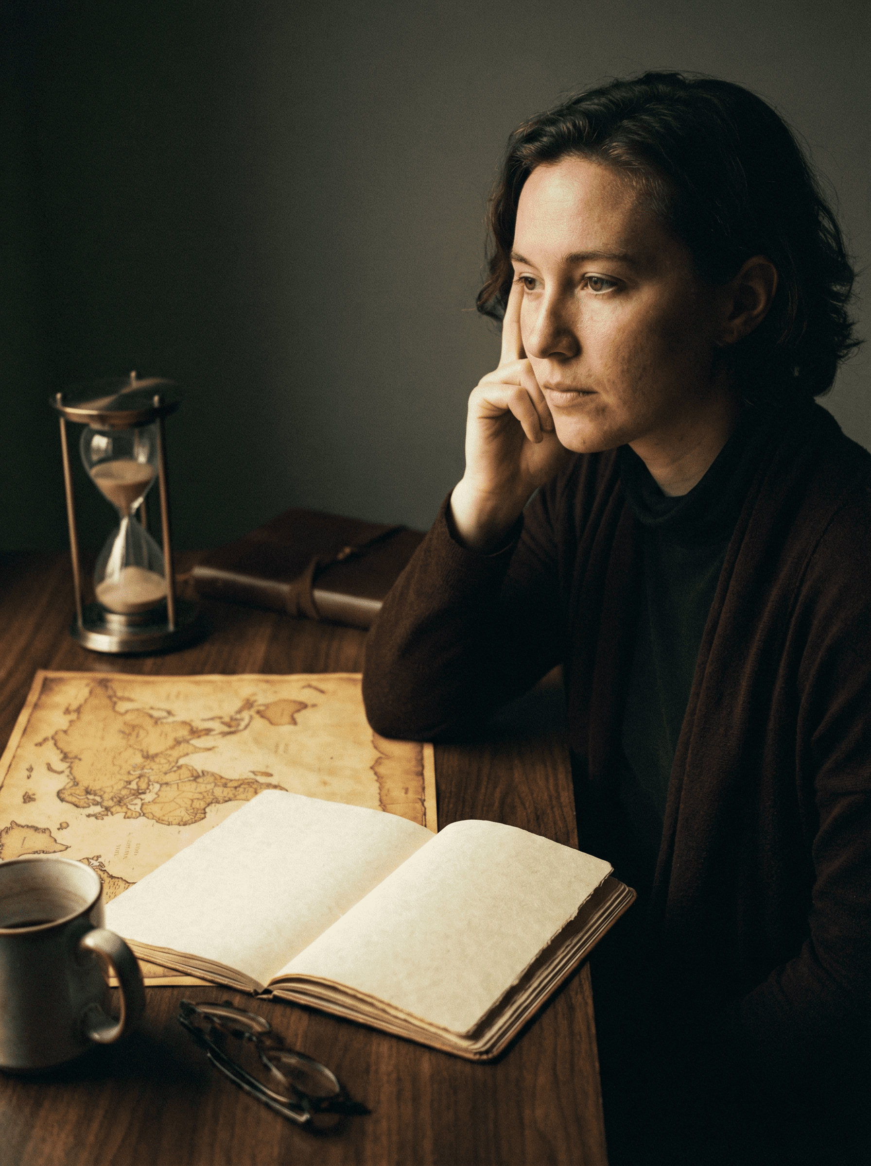 Person studying at desk with timer showing 10 minutes, world map, and notebook for tracking progress